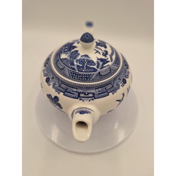 Large Vintage Johnson Bros.Blue Willow Teapot & Lid, England,VGC,No Chips/Cracks - Picture 4 of 11